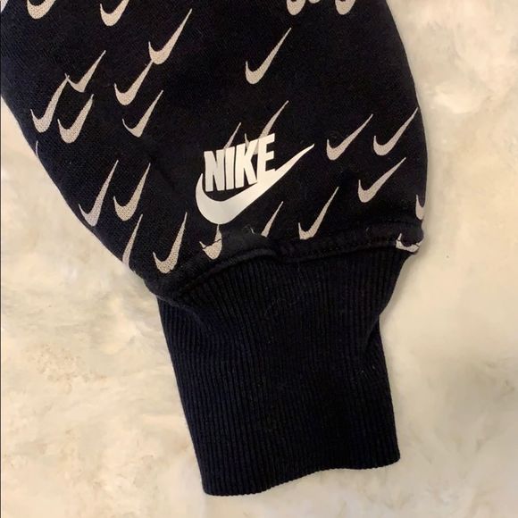 Nike black all over check mark hoodie size XS - Picture 5 of 10
